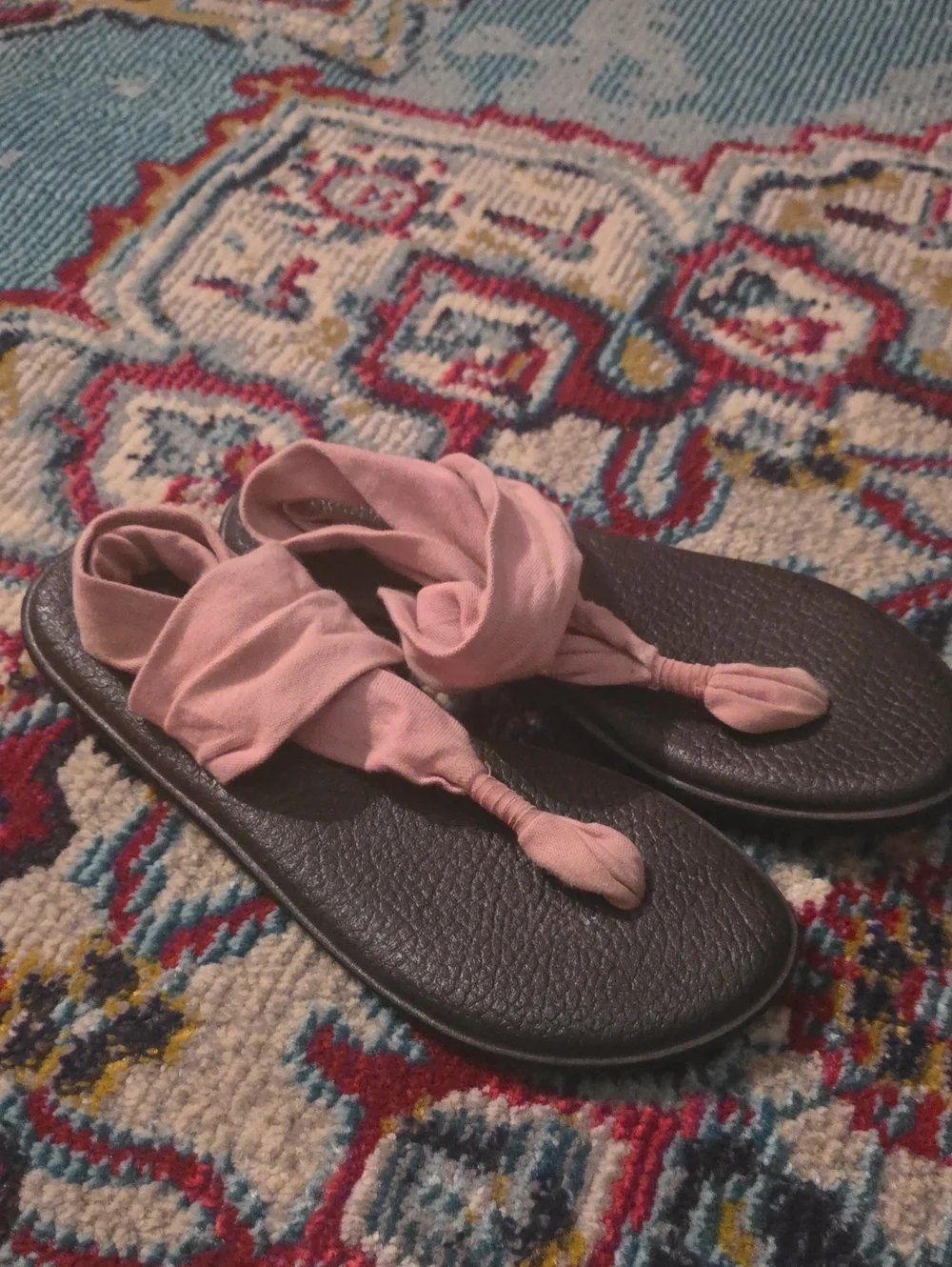 Women's Sanuk Pink Fabric Thong Sandals